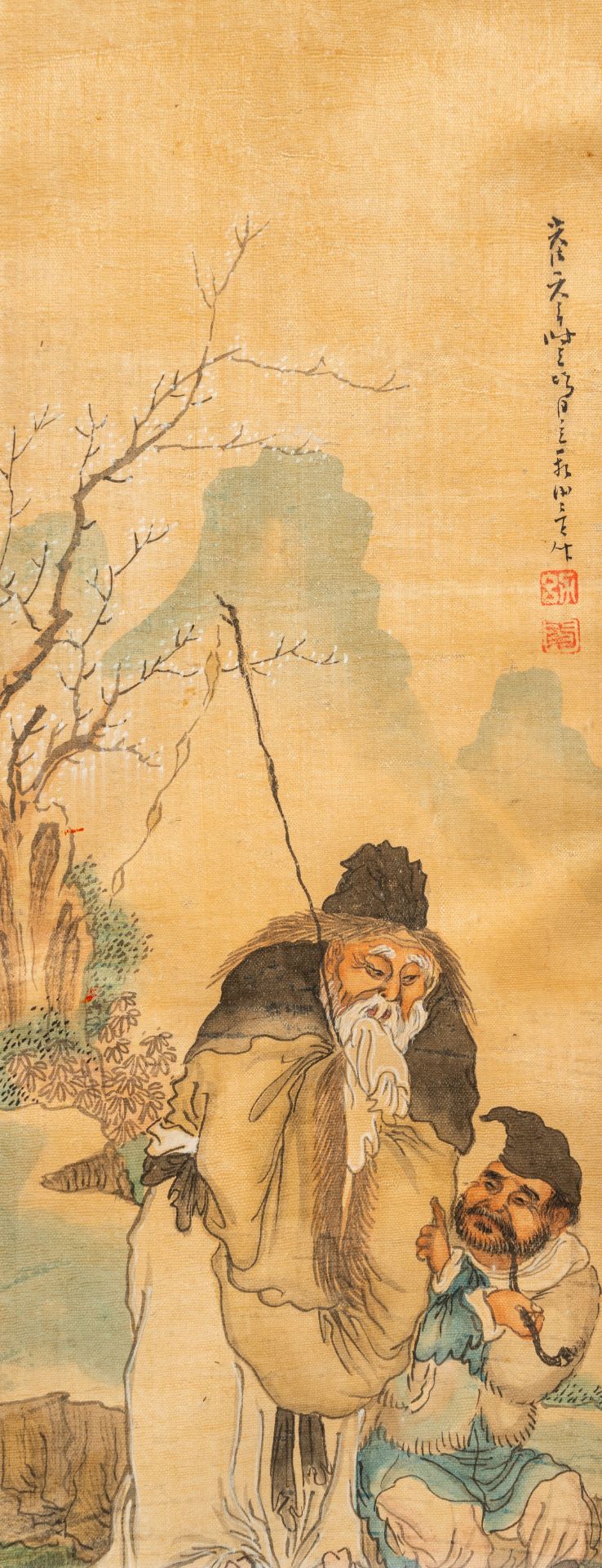 Chinese school: Four paintings of a mentor and his pupil in a landscape, ink and colours on silk, 20 - Image 4 of 6