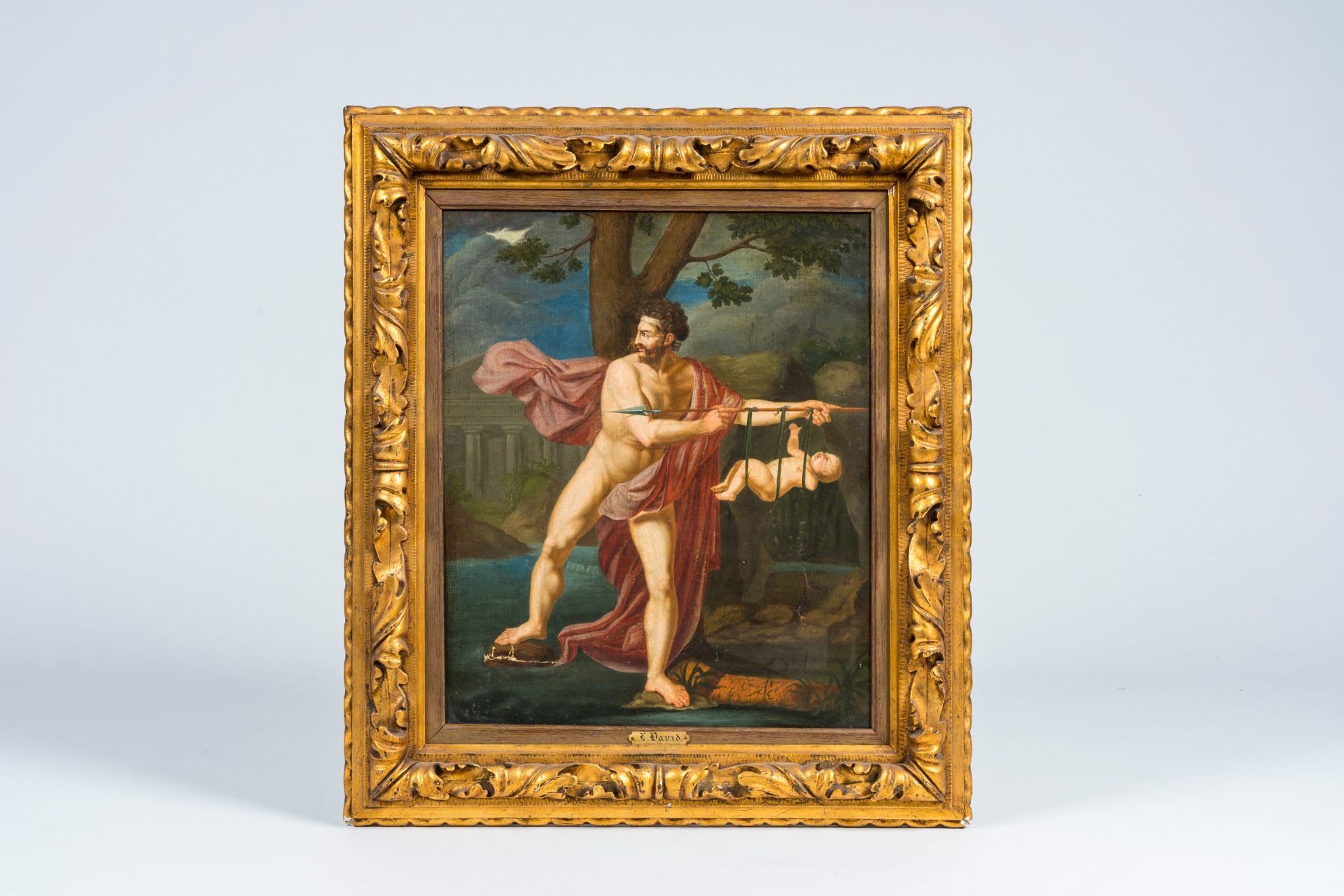 French school, after Jean-Baptiste Peytavin (1768-1855): Metabus and Camilla, oil on canvas, 19th C. - Image 2 of 6