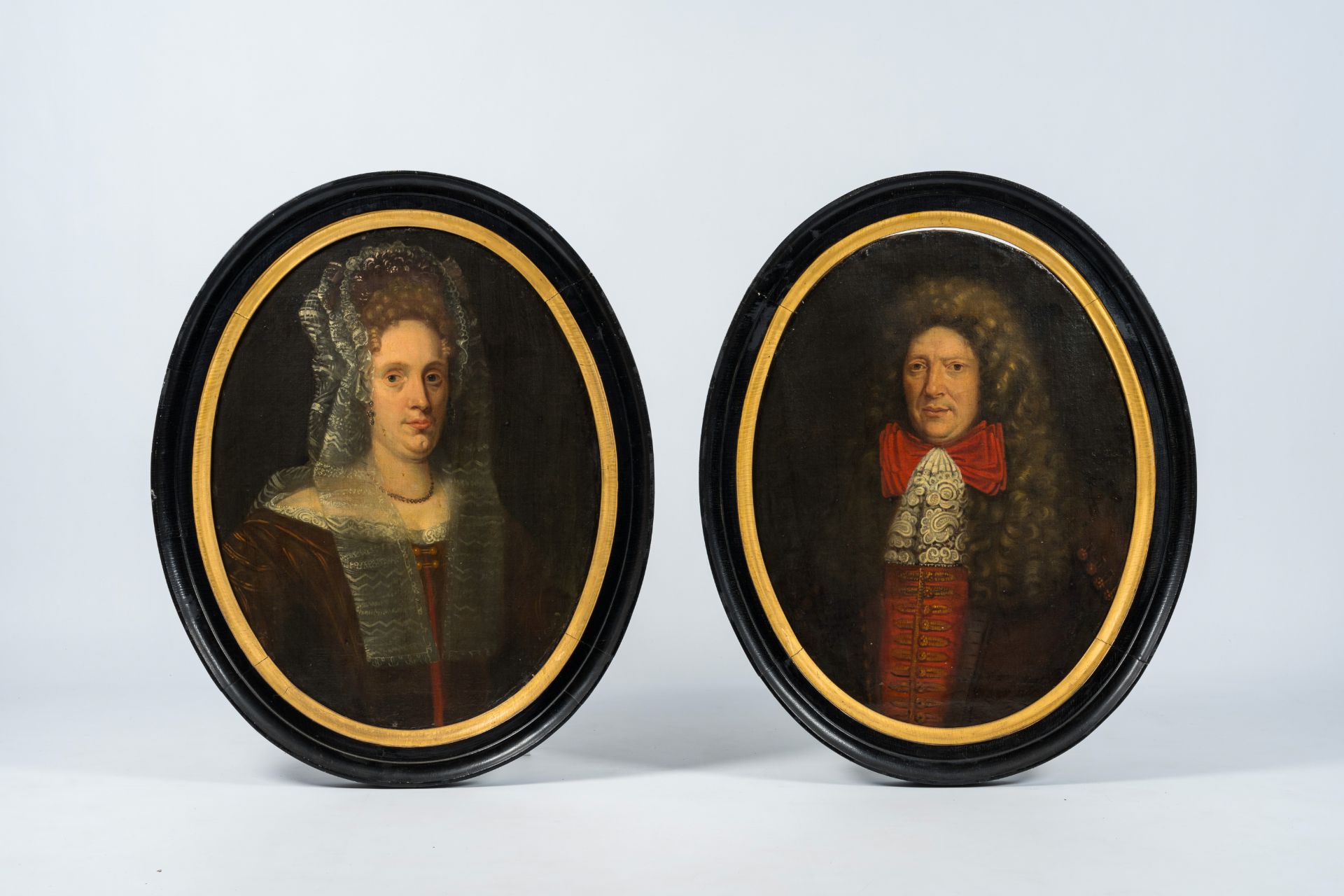 Flemish school: Portrait of a gentleman and a lady, oil on canvas, ca. 1700