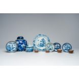 A varied collection of Chinese blue and white wares, Qianlong and later