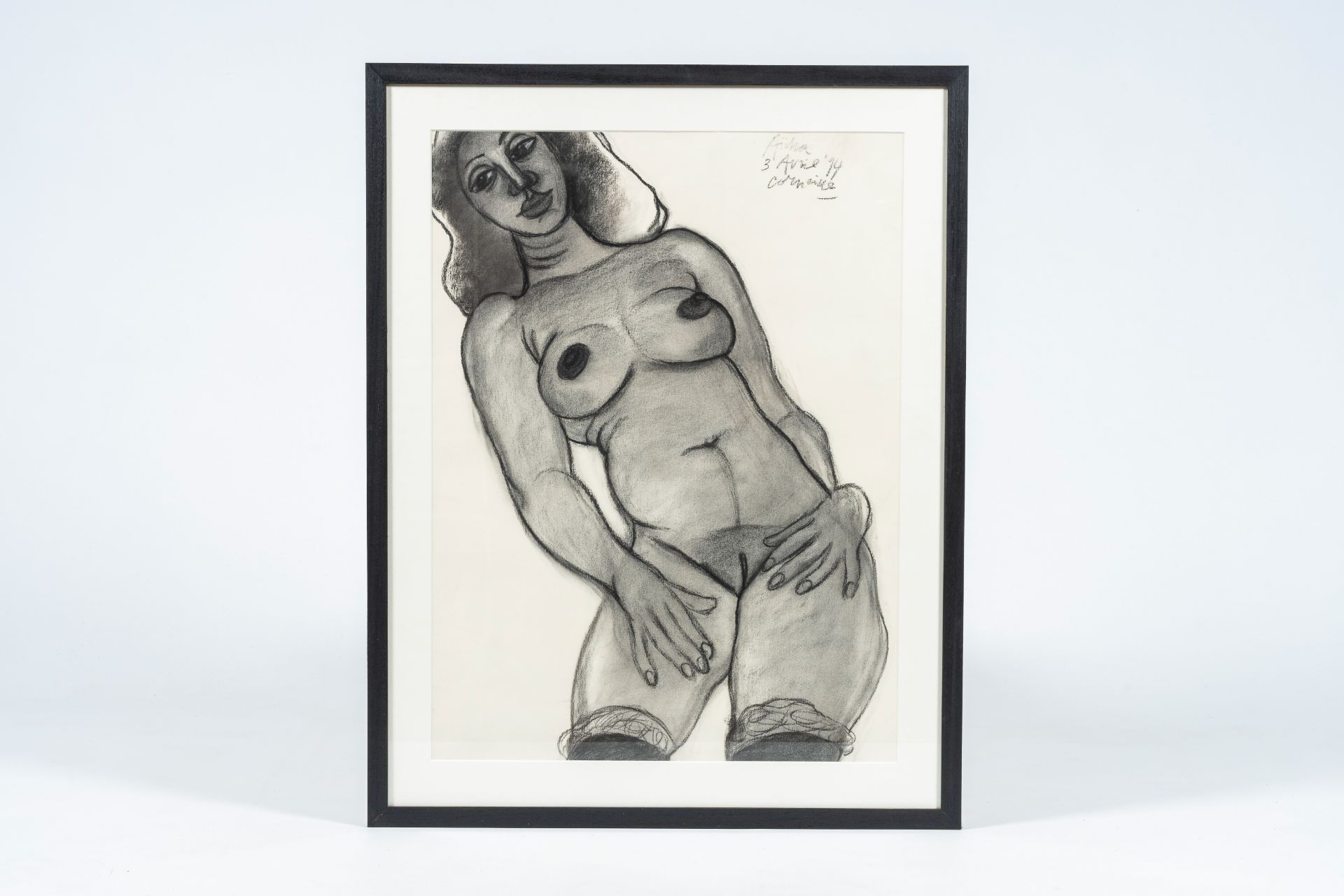 Guillaume Corneille van Beverloo (Corneille, 1922-2010): 'AÃ¯cha', charcoal on paper, dated (19)94 - Image 2 of 5