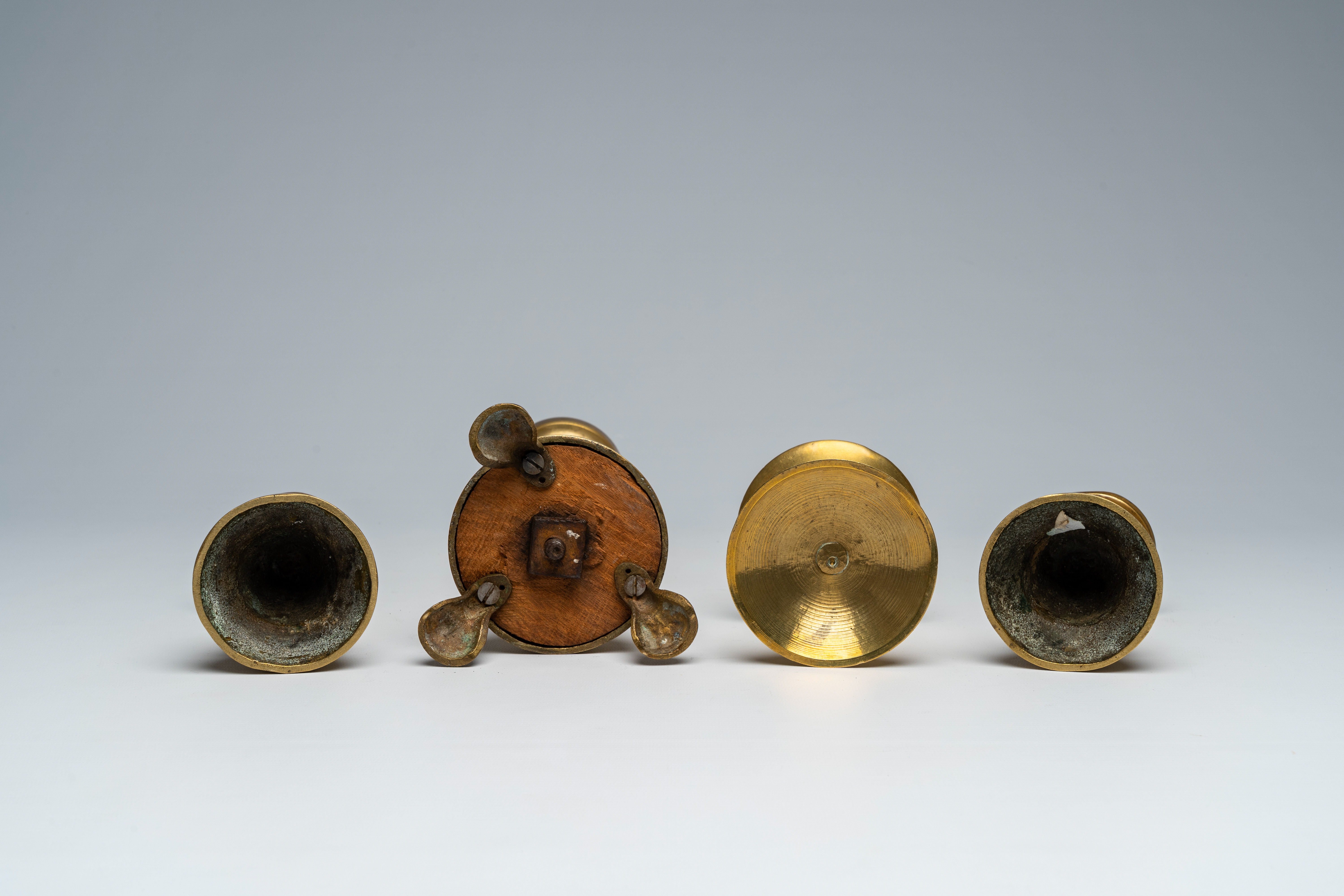 Four various bronze and brass candlesticks, 17th C. and later - Image 7 of 7