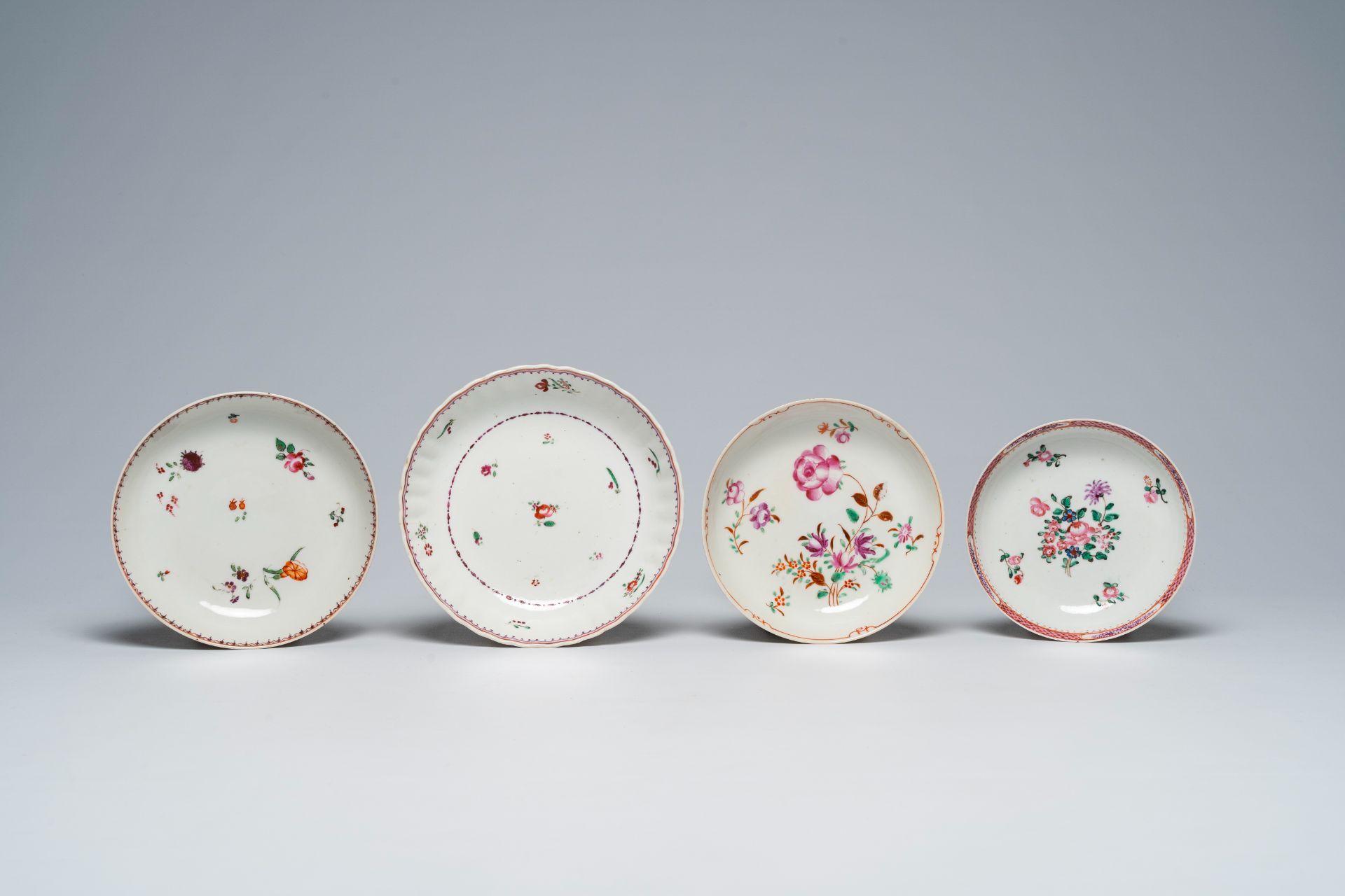A varied collection of Chinese famille rose porcelain with floral design, Qianlong - Image 2 of 9