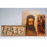 European school: Three various paintings, oil on canvas, 19th/20th C.