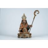A polychromed wooden Saint Nicholas reliquary, probably Italy, ca. 1700