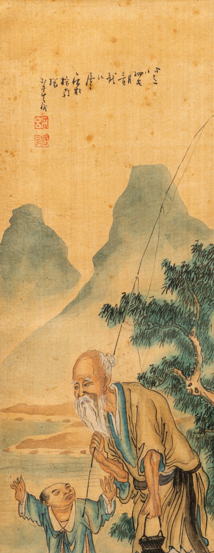 Chinese school: Four paintings of a mentor and his pupil in a landscape, ink and colours on silk, 20 - Image 5 of 6