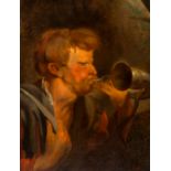 Flemish school: The horn blower, oil on canvas, second half of the 17th C.