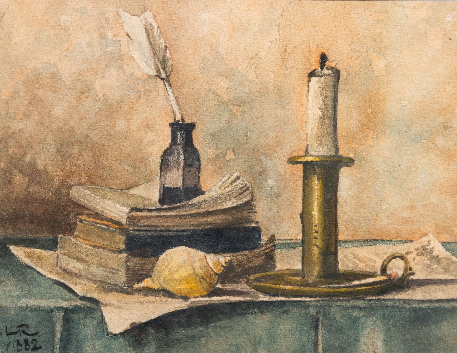Louis Joseph Reckelbus (1864-1958): Two still lifes, mixed media on paper, dated 1882 and 1885 - Image 2 of 4
