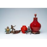 A varied collection of Asian bronze, wood, lacquer and porcelain items, a.o. China and India, 19th/2