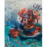 Victor Simonin (1877-1946): Still life with anemones, oil on canvas, ca. 1930