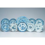 Nine Chinese blue and white plates and a charger with floral design, Yongzheng/Qianlong