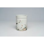 A Chinese qianjiang cai 'cranes' brush pot, 20th C.