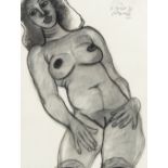 Guillaume Corneille van Beverloo (Corneille, 1922-2010): 'AÃ¯cha', charcoal on paper, dated (19)94