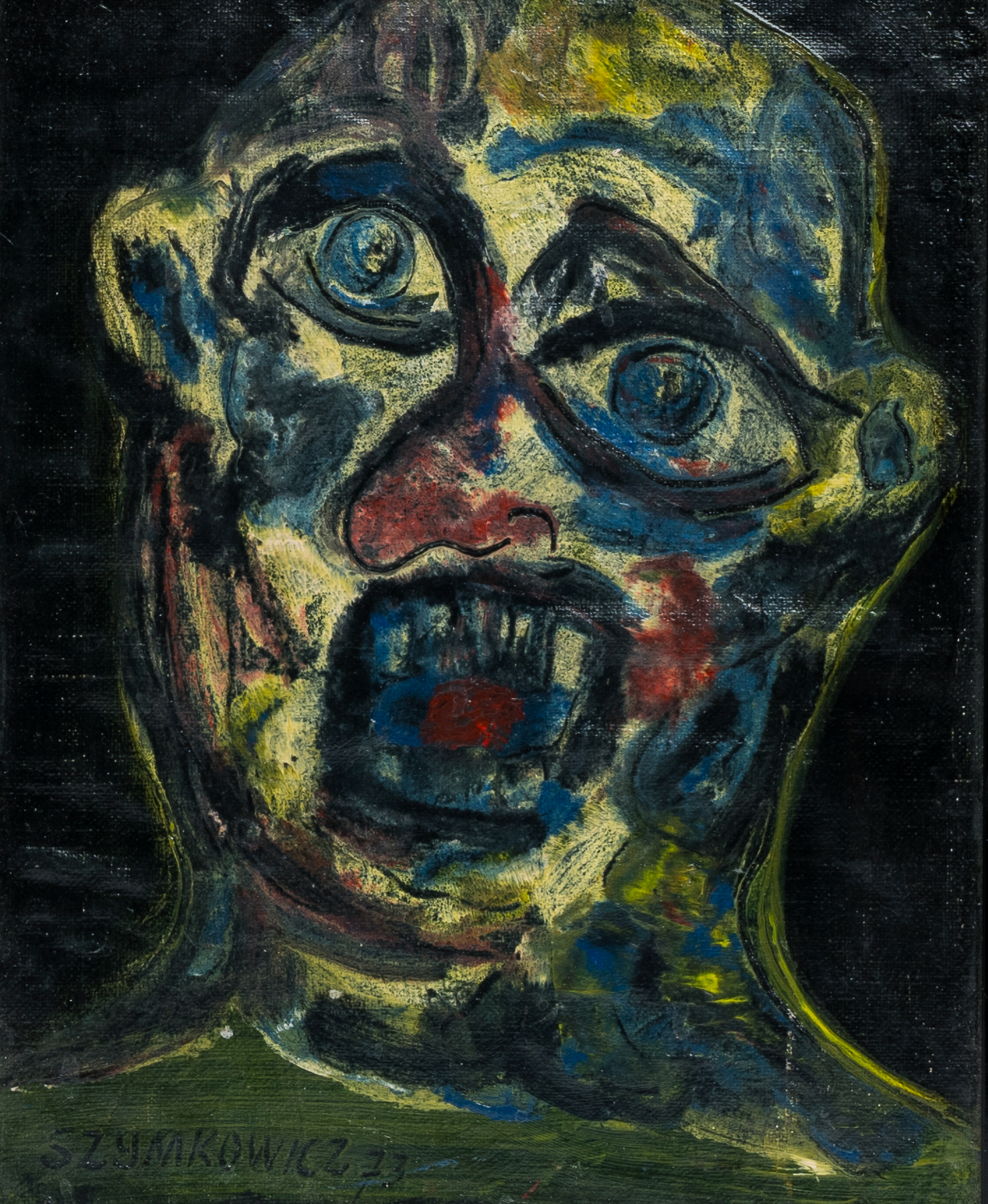 Charles Szymkowicz (1948): Three heads, mixed media on canvas and paper - Image 5 of 8