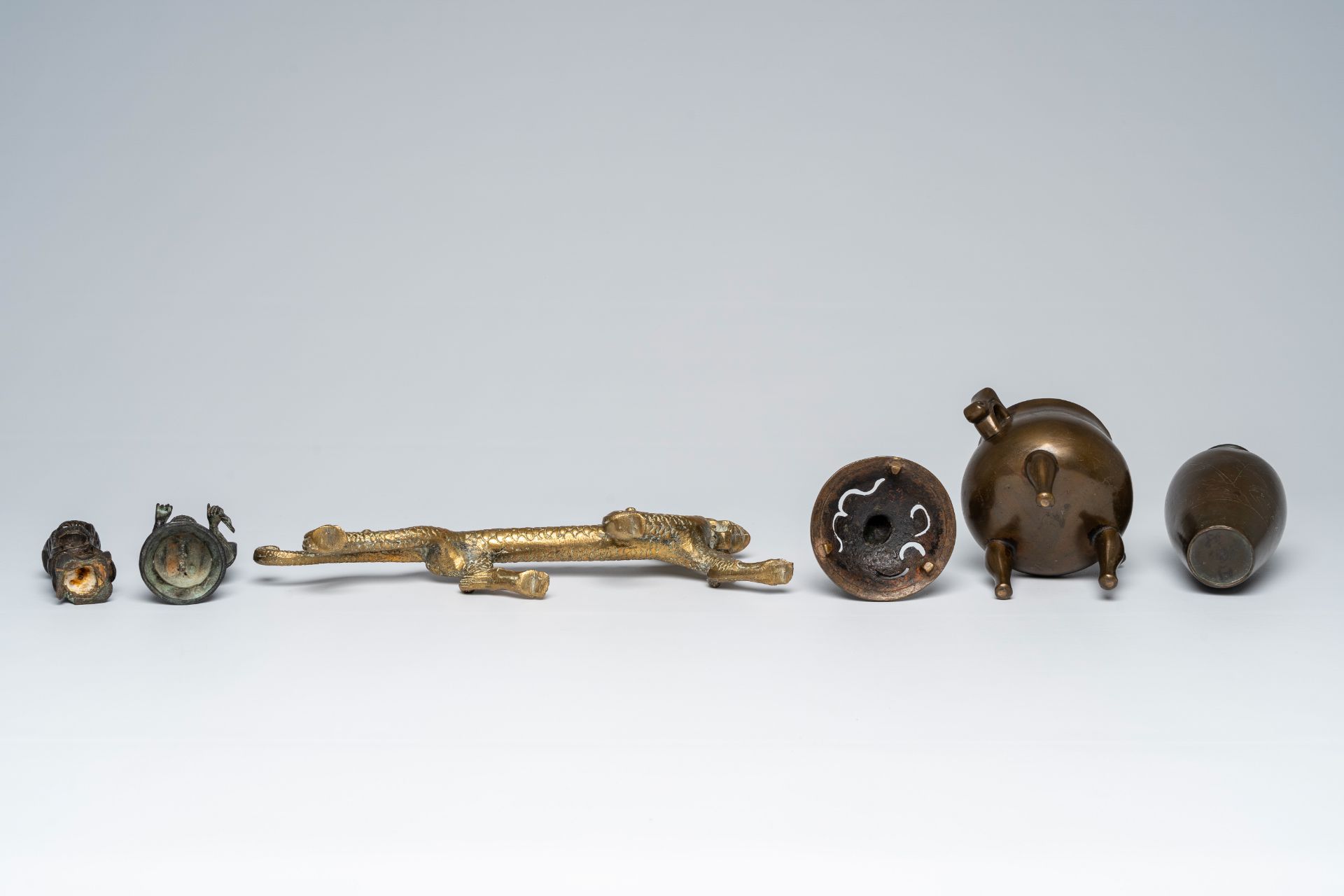 Three bronze sculptures, a censer and a vase, China, Vietnam and Japan, 19th/20th C. - Image 7 of 9