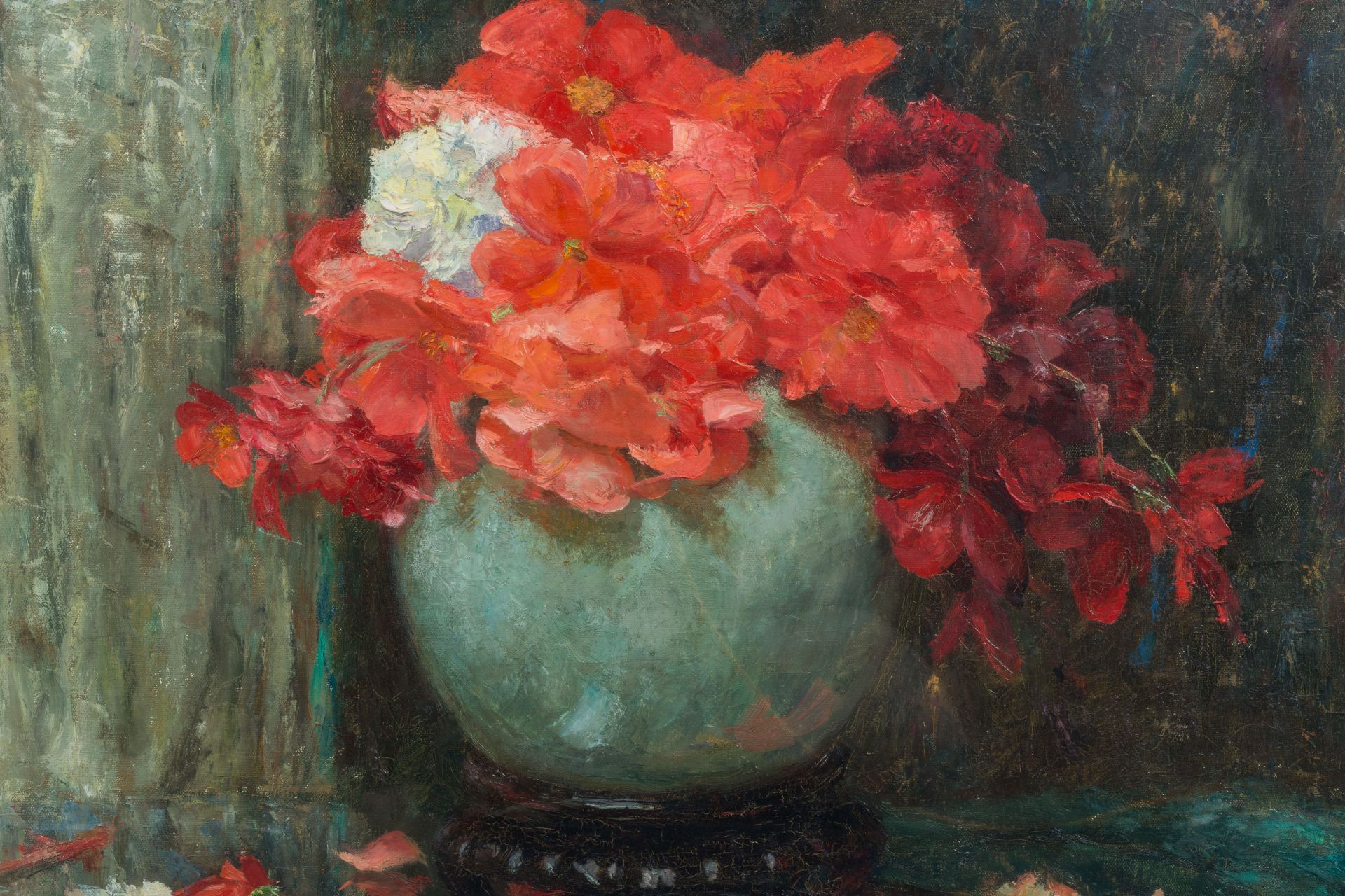 Jef Van de Fackere (1879-1946): Still life of flowers,oil on canvas, dated (19)42 - Image 5 of 5