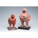 Lieve De Cooremeter (20th/21st C.): Man and woman, polychrome decorated terracotta