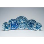 Five various Chinese blue and white dishes, Wanli and later