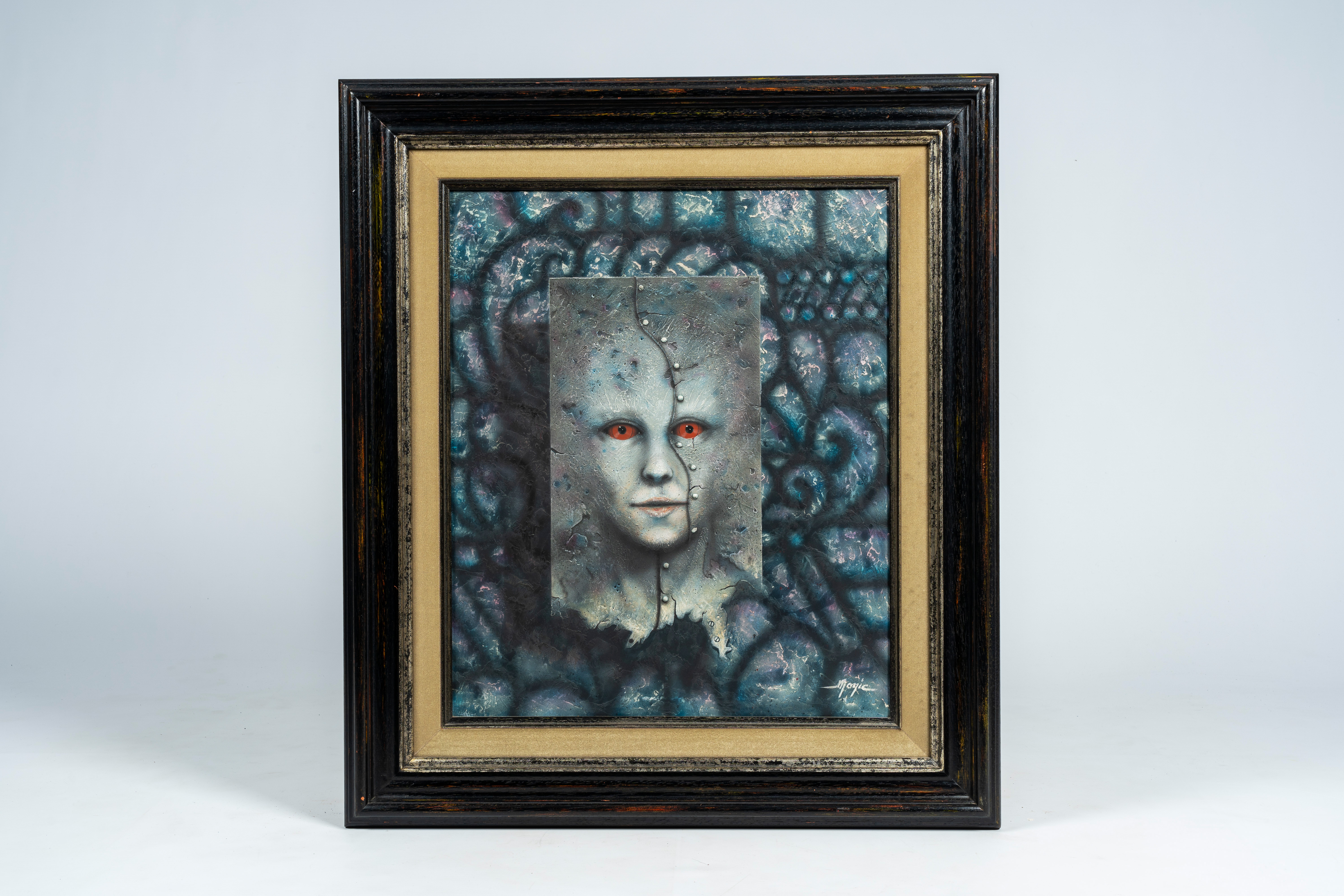 Daniel Monic (1948): Girl with the red eyes, oil on canvas - Image 2 of 5