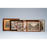 Eight various optical prints, a.o. views of Madrid, Paris, The Hague and Juida, hand-coloured engrav