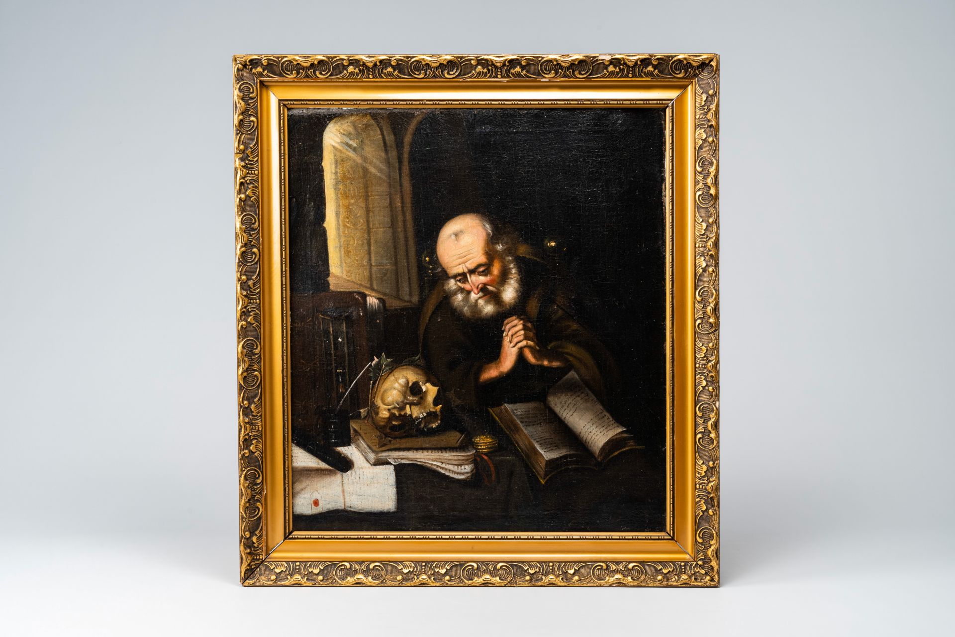 Eastern European school: Saint Jerome in his study, oil on canvas, first half 18th C. - Image 2 of 5