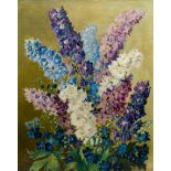 Anna De Weert (1867-1950): Delphinium, oil on canvas