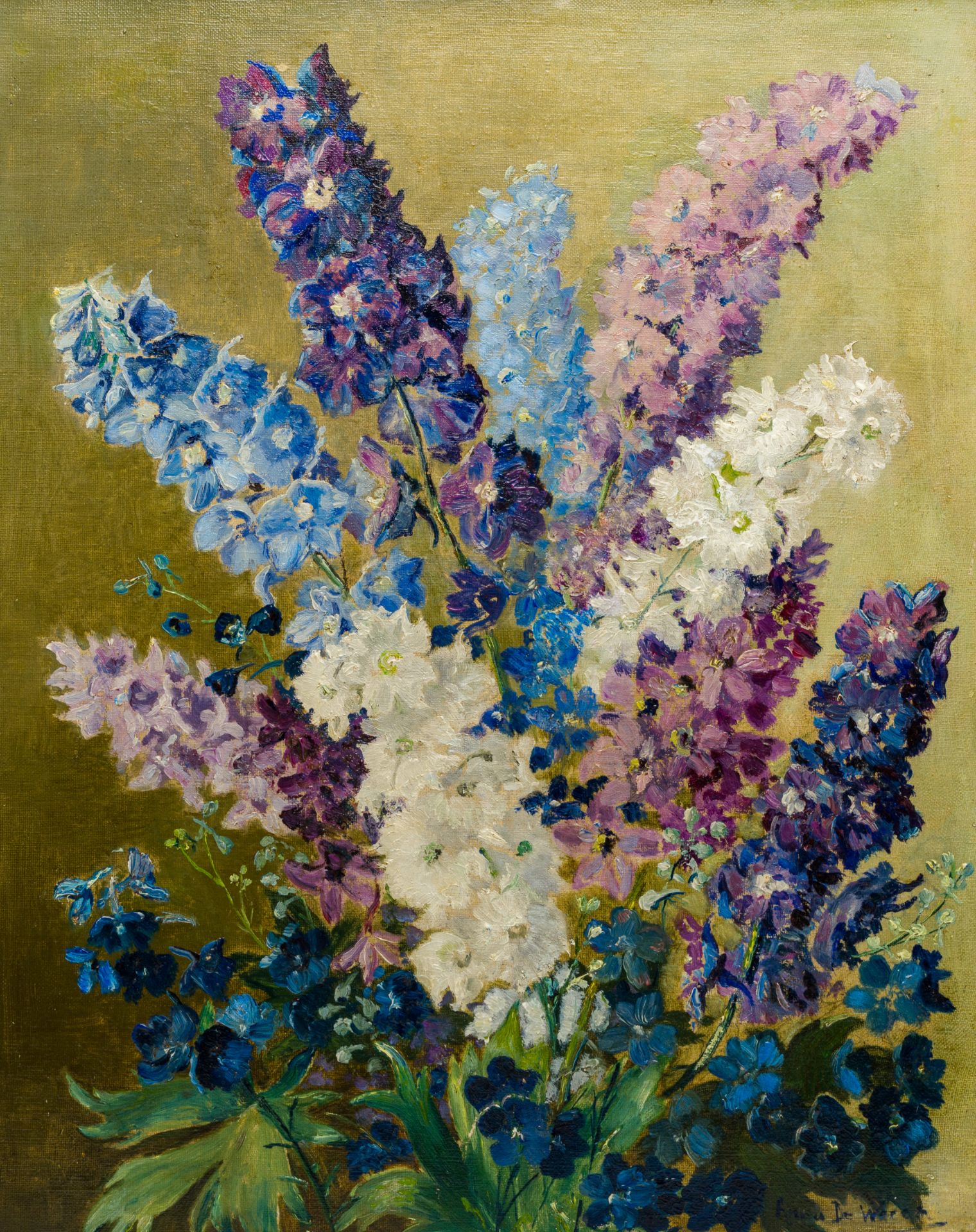 Anna De Weert (1867-1950): Delphinium, oil on canvas