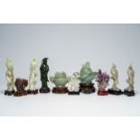 A varied collection of Chinese gemstone sculptures, 20th C.