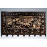 A Chinese eight-screen lacquered coromandel wood room divider, 19th C.