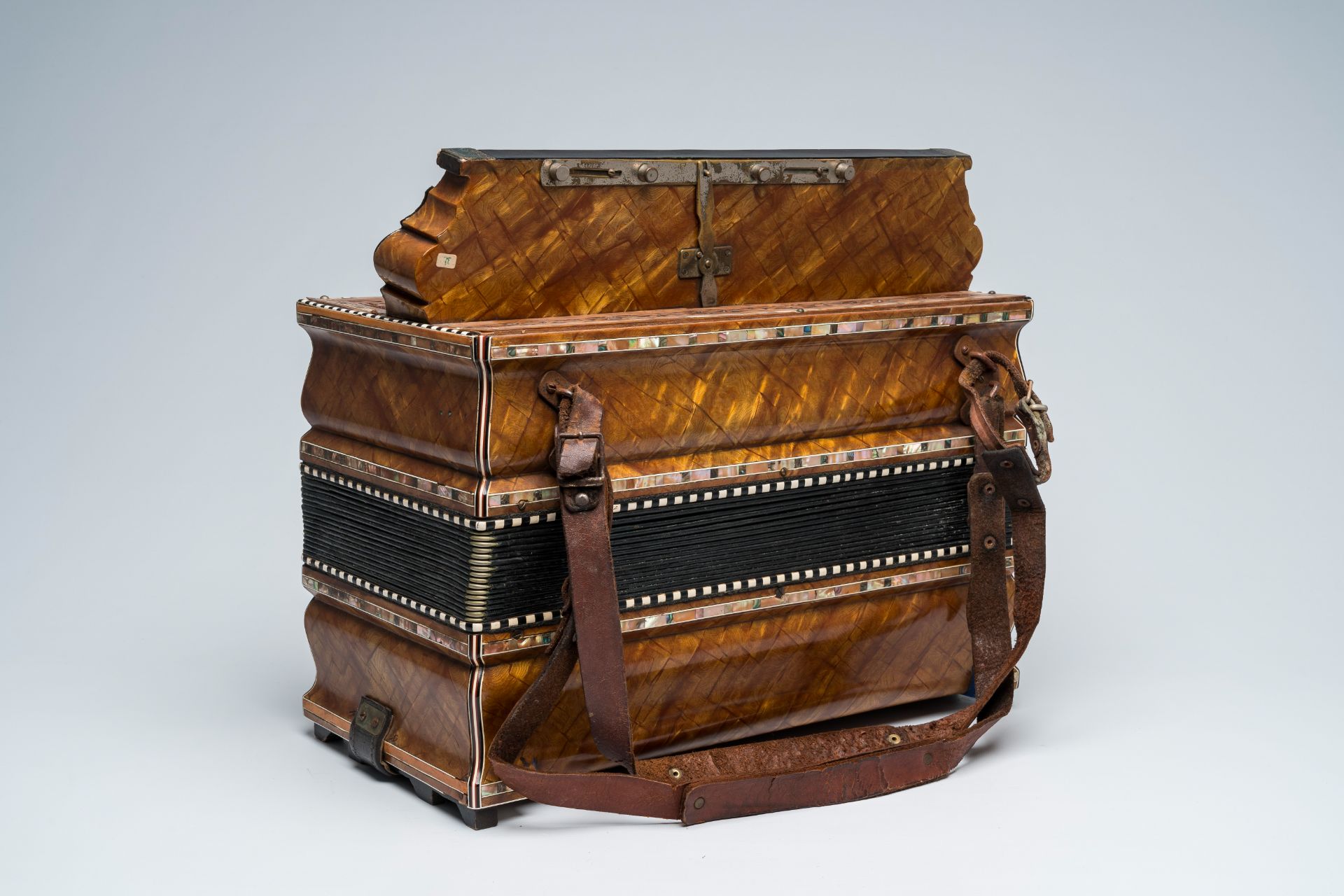 A Belgian 'August De Waele' chromatic accordion with button keyboard, ca. 1920 - Image 3 of 5