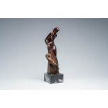 Alfredo Lanz (20th C.): 'Totality', ed. 1/20, brown patinated bronze on a marble base, dated 1982