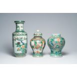 Three Chinese famille vases, 19th C.