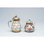 A Chinese famille rose teapot and an iron-red and gilt jug with cover, Yongzheng/Qianlong