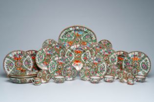 A large collection of Chinese Canton famille rose porcelain with palace scenes and floral design, ca