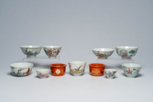 A varied collection of Chinese famille rose bowls, 19th/20th C.