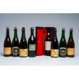 One bottle of Porto Burmester, one bottle of Chartreuse V.E.P. liqueur and six bottles of Oude Geuze