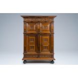 A Dutch oak Renaissance four-door cupboard, 17th C.