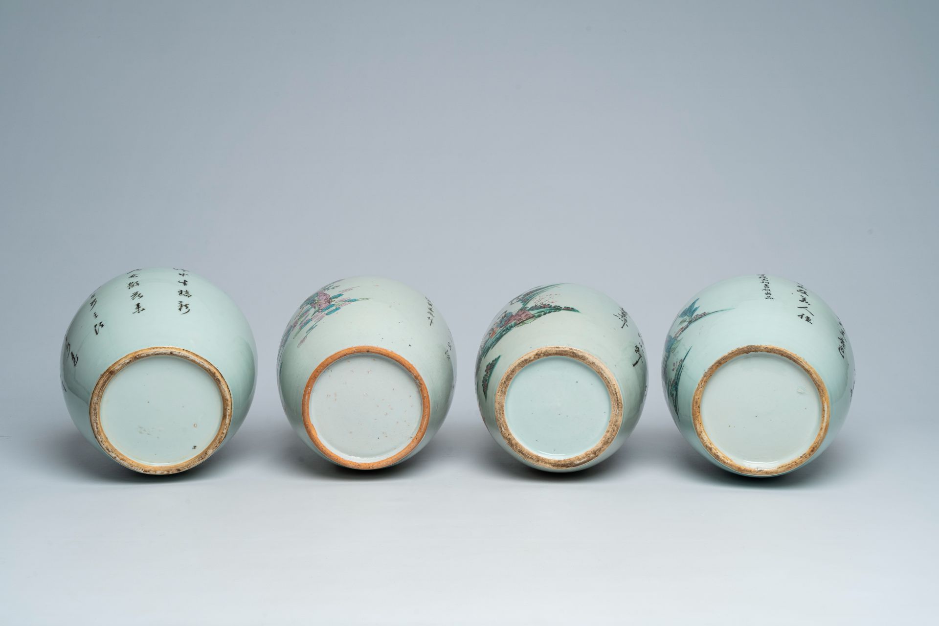 Four Chinese famille rose ginger jars with ladies, 19th/20th C. - Image 7 of 7
