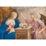 French school: The Annunciation, gouache on parchment, 17th C.