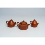 Three Chinese Yixing stoneware teapots and covers, Kangxi and later