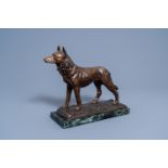 Paul Ã‰douard Dreux (1855-1947): A sheepdog, brown patinated bronze on a vert de mer marble base