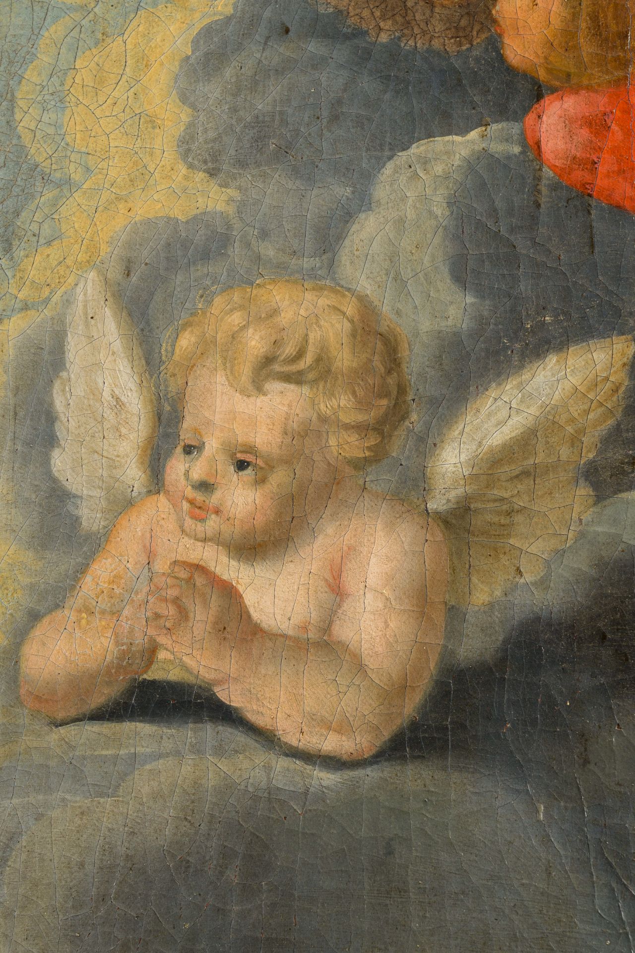 Flemish school: Madonna of the Rosary, oil on canvas, 17th C. - Image 8 of 12