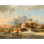 J.C. Dierckx (19th/20th C.): Ice fun, oil on panel