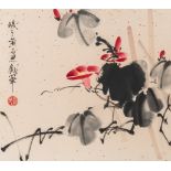 Huang Chang (20th C.): Flowers, ink and colours on paper