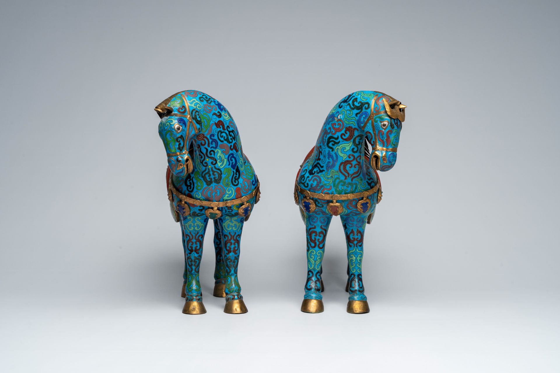 A pair of Chinese cloisonnÃ© horses, 20th C. - Image 2 of 6
