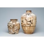 Two large Chinese Cizhou storage jars, Ming and/or later
