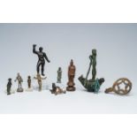 A varied collection of bronze items, a.o. an oil lamp and various sculptures, Roman period and later