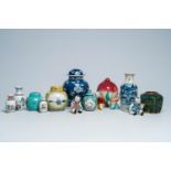 A varied collection of Chinese famille rose, blue, white and monochrome porcelain, 19th/20th C.