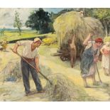 Belgian school, in the manner of Jules Pierre Van Biesbroeck (1873-1965): Bringing in the harvest, o