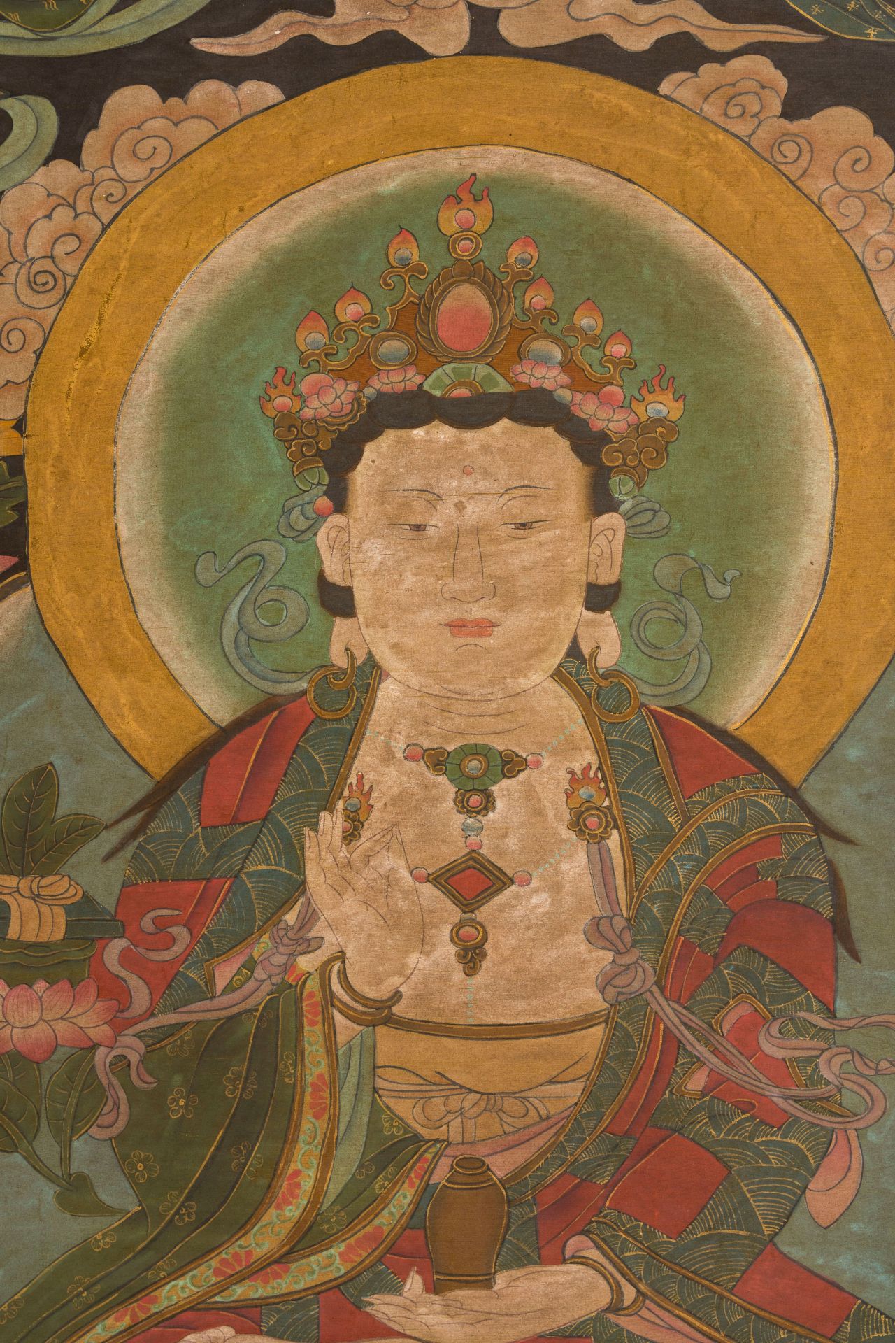 A 'Buddha Shakyamuni' thangka, Nepal, 19th C. - Image 4 of 6